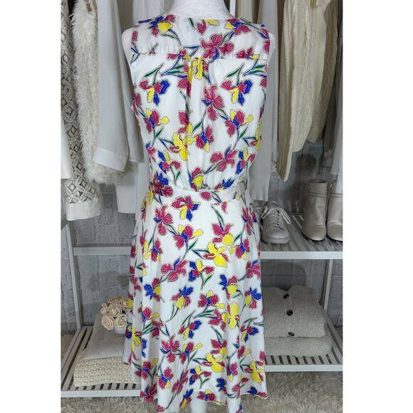 Banana Republic Women's Size 6 Cream Multicolor Floral Fit & Flare Dress #0438 - Picture 5 of 10